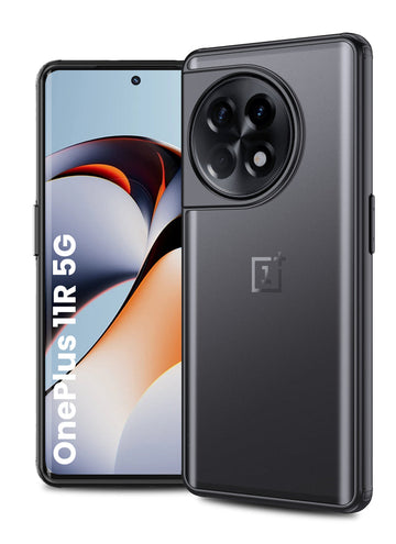 Rugged Frosted Semi Transparent PC Shock Proof Slim Back Cover for OnePlus 11R 5G, 6.74 inch, Black Rs.