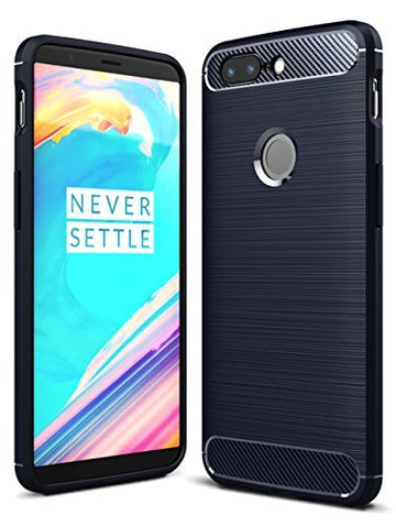 Carbon Fibre Series Shockproof Armor Back Cover for OnePlus 5T, 6.01 inch, Blue