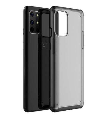 Rugged Frosted Series Semi Transparent PC Shock Proof Slim Back Cover for OnePlus 8T, One Plus 9R, Black