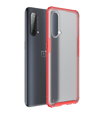 Rugged Frosted Semi Transparent PC Shock Proof Slim Back Case for OnePlus Nord CE 5G, 6.43 inch, Red