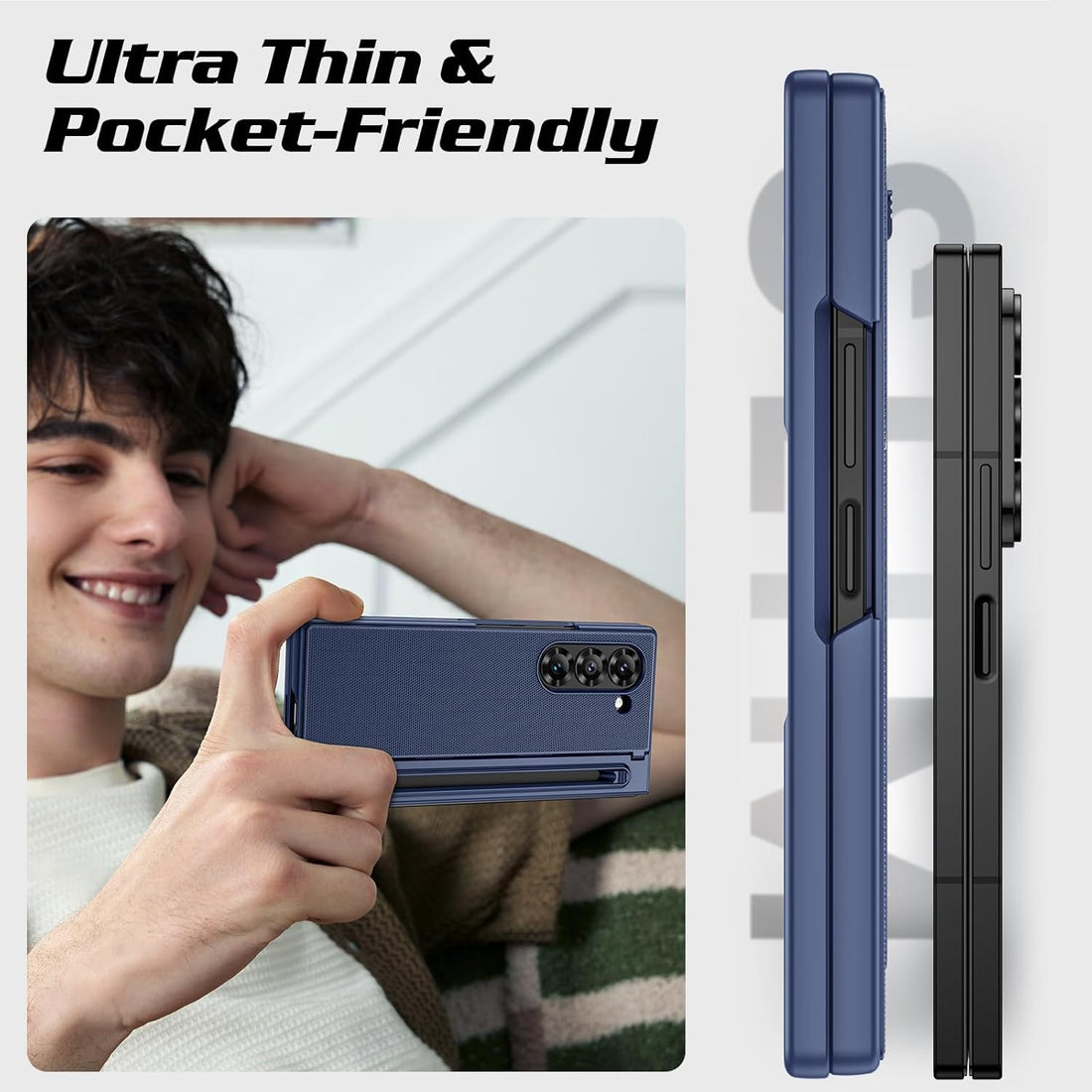 Samsung Galaxy Z Fold 6 Case with Built-in S Pen Holder (No S Pen) Hidden Kickstand