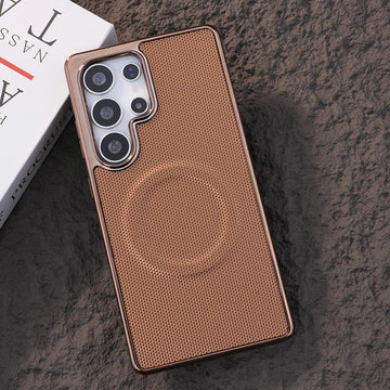 Soft Edge Leather Plating Magnetic Case for Samsung