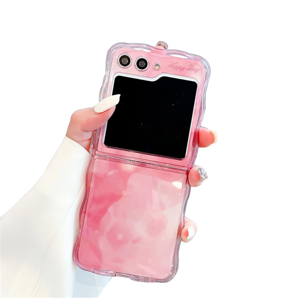 Samsung Galaxy Z Flip 5 Case Cute Blooming Design, Pink Woman Case for Galaxy Z Flip