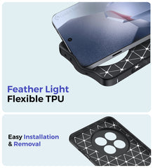 Vegan Leather Rugged Flexible TPU Series Shockproof Armor Back Cover for OnePlus 13 5G, 6.82 inch, Black