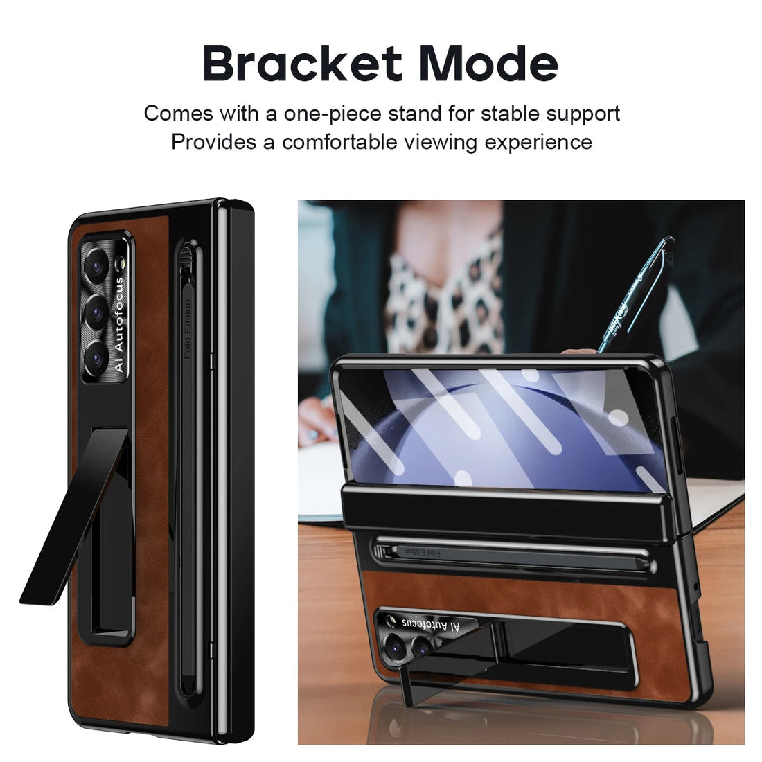 Leather Case With S Pen and Bracket for Samsung Galaxy Z Fold